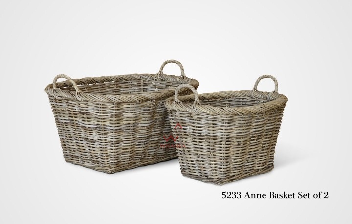 Anne Rattan Basket Set Of 2