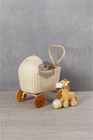 Tracey Rattan Doll Pram In Natural