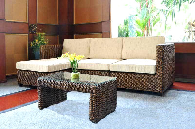Rafless Wicker Sofa With New Table