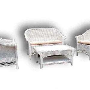 Earnest Rattan Living Set White