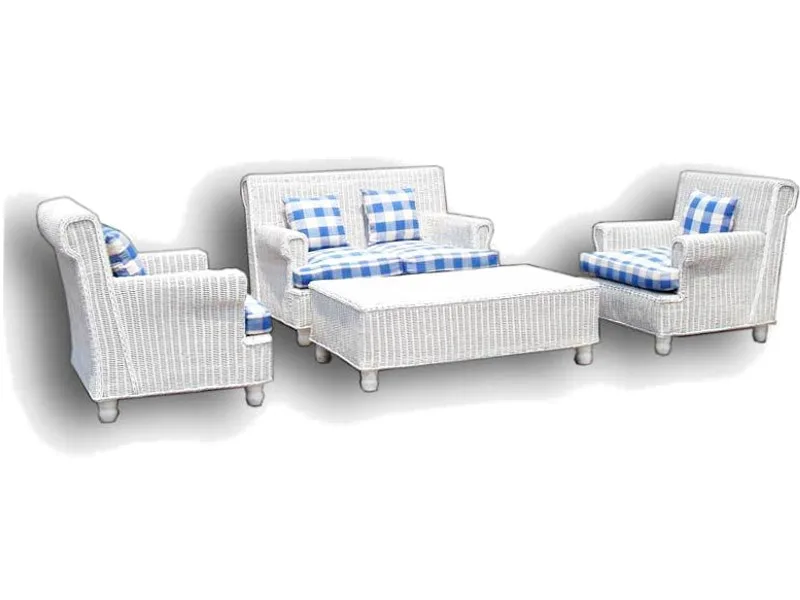 Zanzibar Rattan Oturma Grubu Beyaz