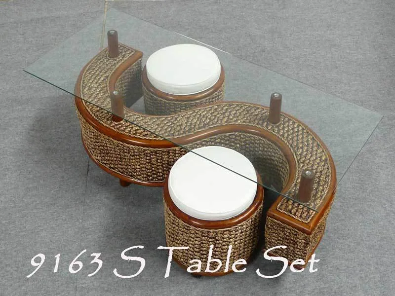 Wicker Stool Set