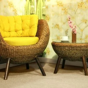 Marble Wicker Living Set