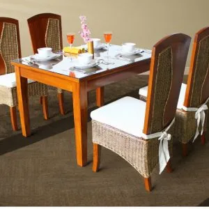 Set da pranzo in canna di vimini di palma