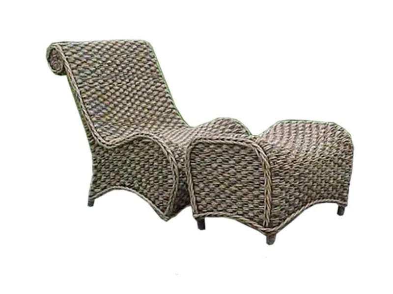 Bali Wicker Lazy Chair & Stool