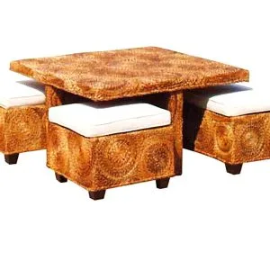 Boston Wicker Coffee Table & Stools