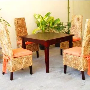 Orange Wicker Dining Set