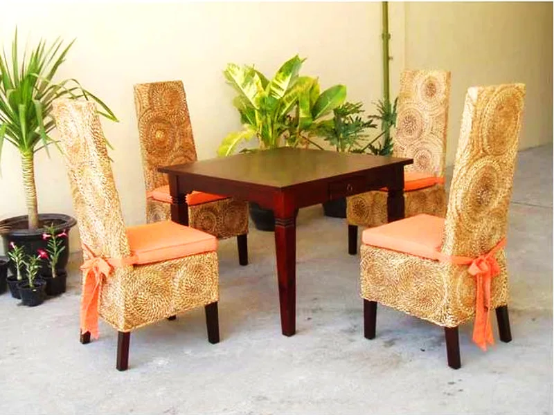 Orange Wicker Spisesæt