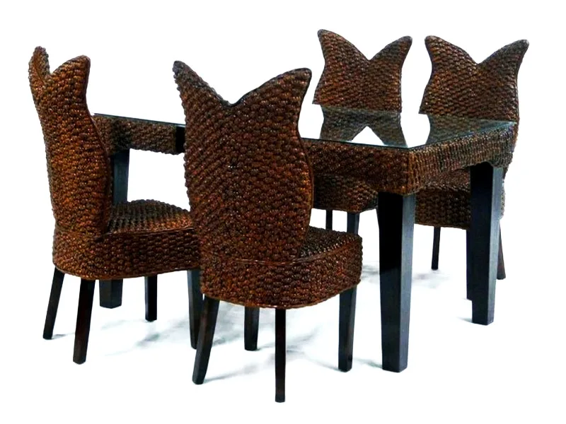 Olive Wicker Dining Set