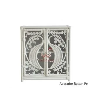 Aparador Peacock Rattan Cabinet in White