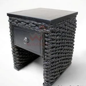 Aqua Wicker Side Table