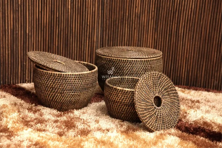Panier en rotin Bejo marron