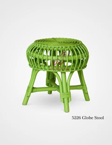 Sgabello Globe in rattan