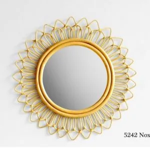 Navy Rattan Mirror