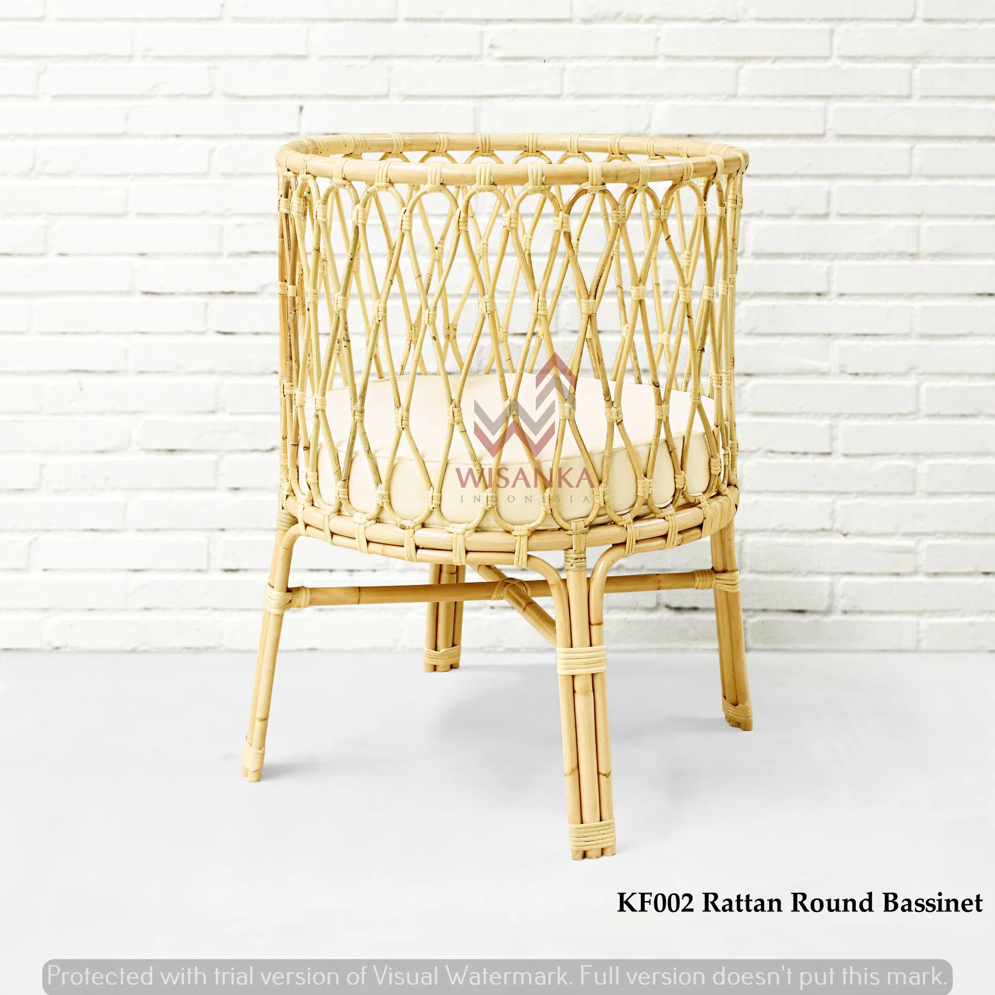 Culla Rotonda In Rattan Con Cuscino