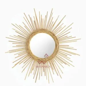 Specchio in rattan lucido