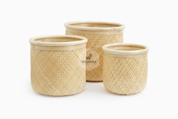 Fresia Round Bamboo Basket Set of 3