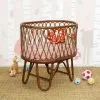 Lit bébé en rotin Ovalia marron foncé