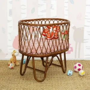Ovalia Rattan Babybett Dunkelbraun