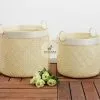 Panier rond en rotin lilas
