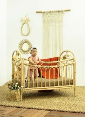 Rainbow Rattan Baby Cot