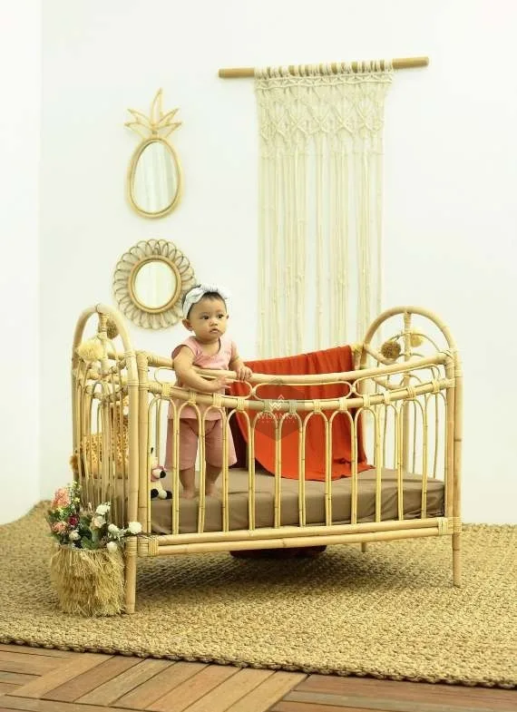 Rainbow Rattan Baby Cot