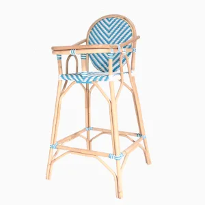 Blue Rattan Baby High Chair