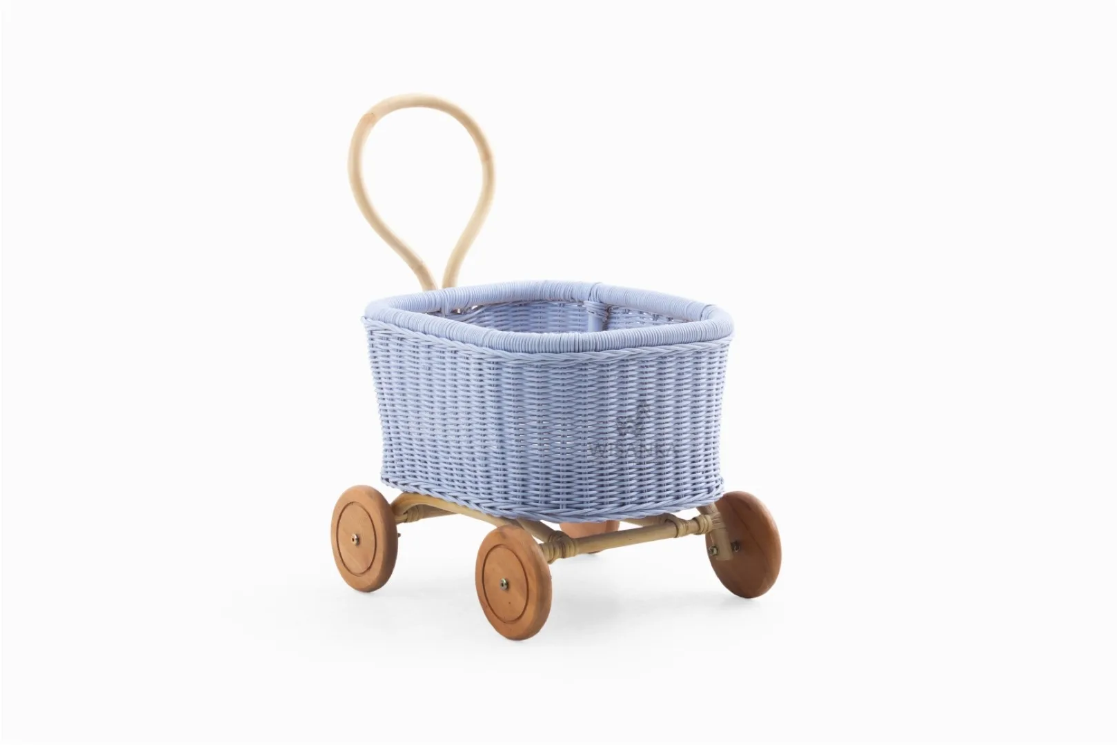Theo rieten poppenwagen